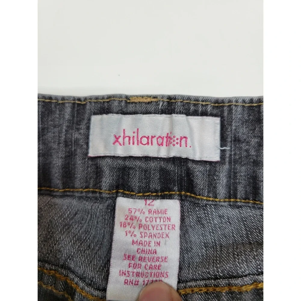 Xhilaration Womens Gray Denim Jeans Size 12 Bootcut Stretch Mid Rise Casual...